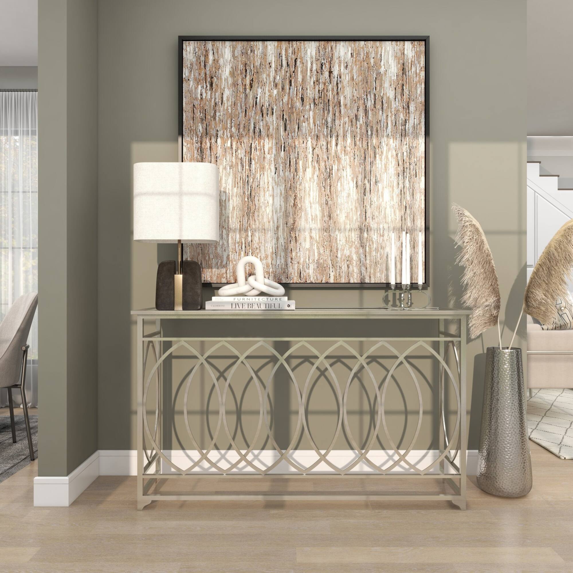 25" Silver Aluminum Tall Hammered Vase